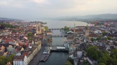 4 k görüntüleri Zürih'cityscape panorama, İsviçre  