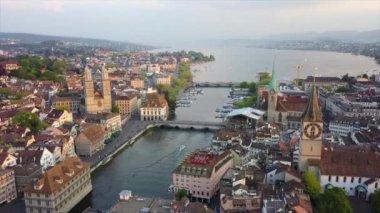 4 k görüntüleri Zürih'cityscape panorama, İsviçre  