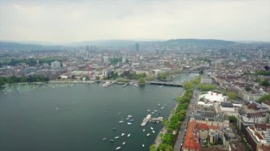 4 k görüntüleri Zürih'cityscape panorama ile nehir, İsviçre  