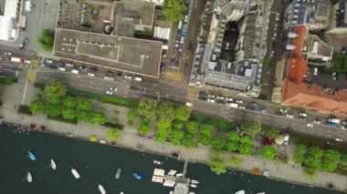 4 k görüntüleri Zürih'cityscape panorama ile nehir, İsviçre  