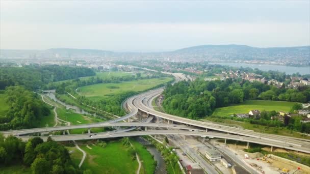 Felvételeket Zürichi Nap Idő Híd Panoráma Svájc — Stock videók