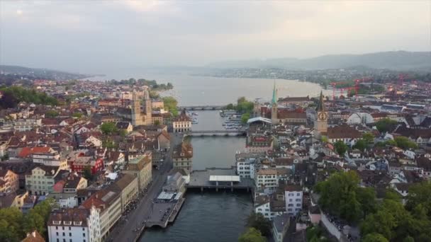 Panorama Gród Nagrania Zurychu Szwajcaria — Wideo stockowe