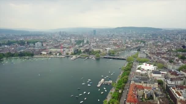 Footage Zurich Cityscape Panorama River Switzerland — Stock Video