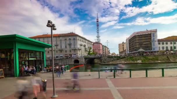 Porto ticinese tráfico público — Vídeos de Stock