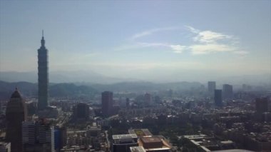 Gün zaman Taipei cityscape panorama. 4 k görüntüleri Çin