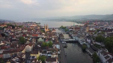 4 k görüntüleri Zürih'cityscape panorama, İsviçre  