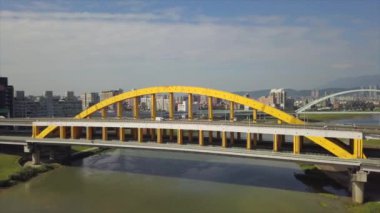 Gün zaman Taipei cityscape panorama. 4 k görüntüleri Çin