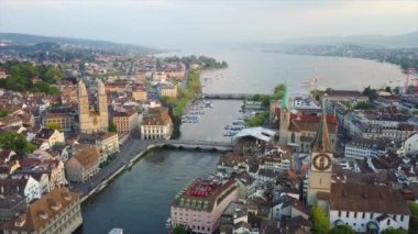 4 k görüntüleri Zürih'cityscape panorama, İsviçre  