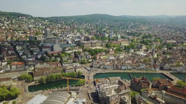 Съемка Городской Панорамы Цюриха Швейцария — стоковое видео
