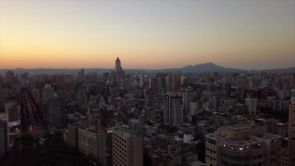 Panorama Paysage Urbain Taipei Nocturne Images Chine — Video