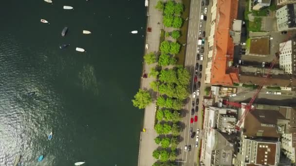 Footage Zurich Cityscape Panorama River Switzerland — Stock Video