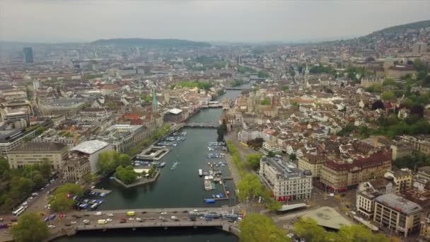 Beelden Van Zürich Stadsgezicht Panorama Zwitserland — Stockvideo