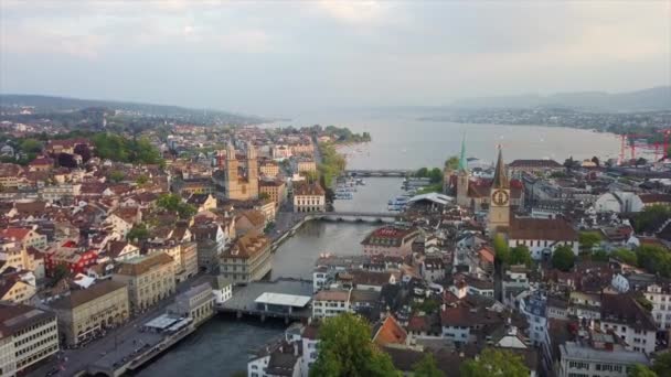 映像のチューリッヒ都市景観パノラマ スイス — ストック動画