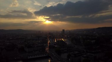 4 k görüntüleri Zürih'cityscape panorama, İsviçre  