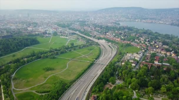 Film Zurich Dag Tid Bridge Panorama Schweiz — Stockvideo