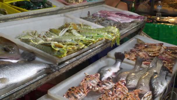 Pukhet Pasar Makanan Laut Menutup Footage China — Stok Video