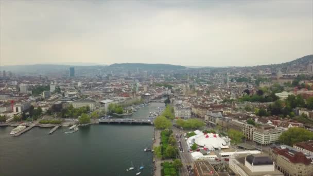 Beelden Van Zürich Stadsgezicht Panorama Zwitserland — Stockvideo