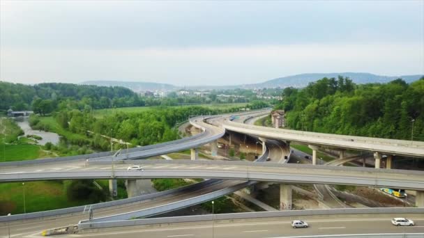 Beelden Van Zürich Dag Tijd Brug Panorama Zwitserland — Stockvideo