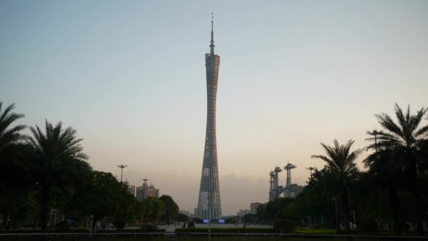 Guangzhou Jan Guangzhou Canton Tower Guangzhou Chine Jour Coloré Scène — Video