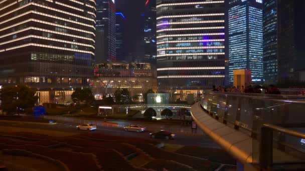 Traffico Notturno Strade Shanghai Con Gente Filmati Cina — Video Stock