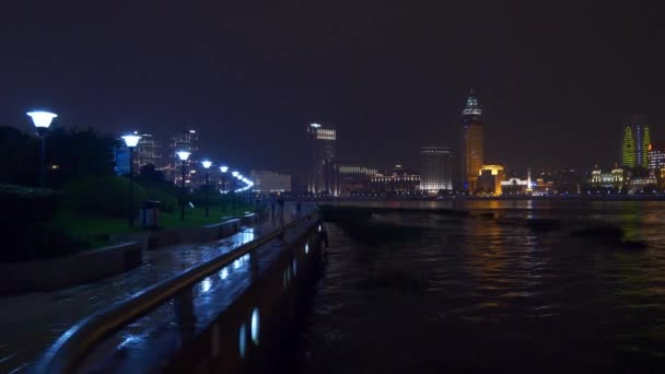 Natt Stadsbilden Footage Wuhan City Kina — Stockvideo