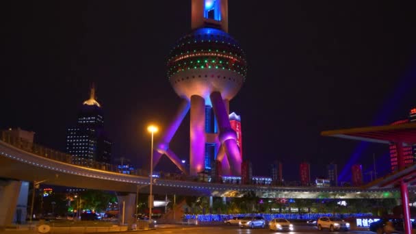 Noční Doba Provozu Ulicích Šanghaje Lidmi Záběry Čína — Stock video