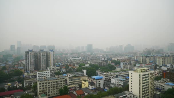 Wuhan Bulutlu Gün Zamanında Yangtze Cityscape Hava Panorama Çin — Stok video