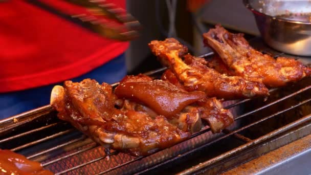 Wuhan China Circa 2017 Famosa Comida Rua Ambulante Câmera Lenta — Vídeo de Stock