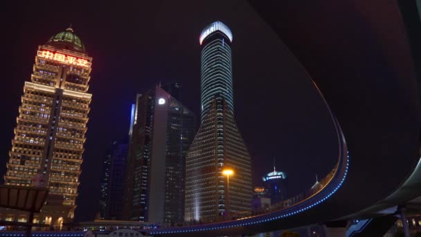 Trafic Timp Noapte Străzile Din Shanghai Oameni Imagini Din China — Videoclip de stoc