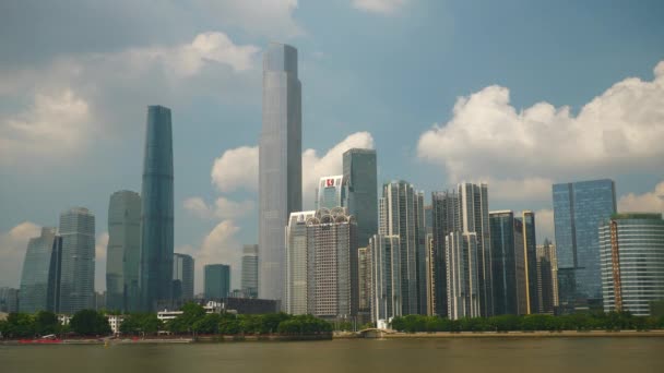日時間広州市街の空中パノラマ タイムラプス映像中国 — ストック動画