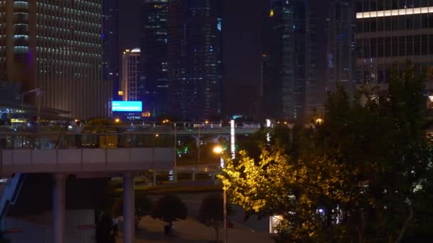 Nachtverkehr Auf Den Straßen Shanghais Mit Menschen Filmmaterial China — Stockvideo