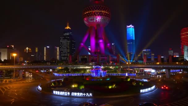 Gece Saat Trafik Kişi Ile Şanghay Sokaklarında Görüntüleri Çin — Stok video