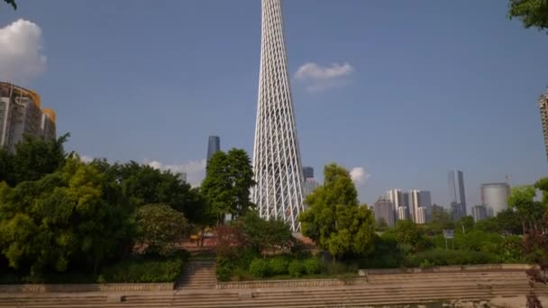 Guangzhou Jan Guangzhou Kanton Fernsehturm Guangzhou China Bunte Tageszeit Szene — Stockvideo