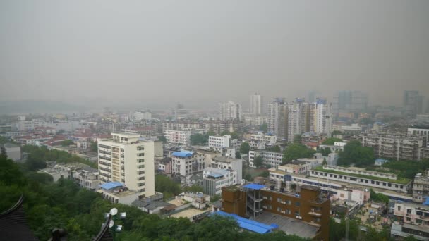 Συννεφιασμένη Μέρα Χρόνος Της Wuhan Yangtze Cityscape Εναέρια Πανόραμα Κίνα — Αρχείο Βίντεο