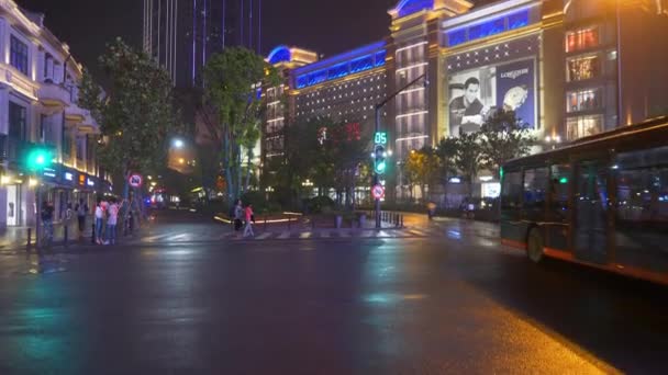 Wuhan City Gece Çin Yoğun Trafiği Olan Görüntüleri — Stok video