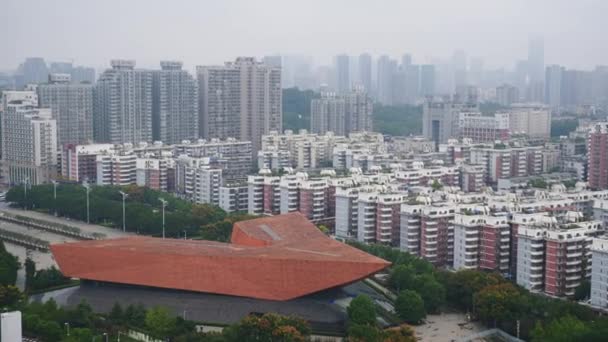 Giorno Nuvoloso Wuhan Yangtze Paesaggio Urbano Panorama Aereo Porcellana — Video Stock