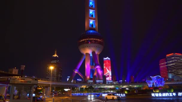 Traffico Notturno Strade Shanghai Con Gente Filmati Cina — Video Stock