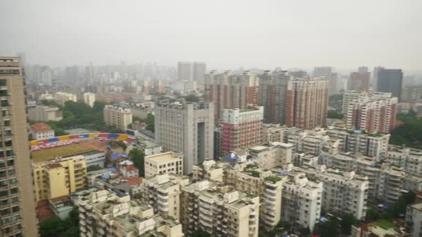 Bewolkte Dagtijd Wuhan Yangtze Stadsgezicht Luchtfoto Panorama China — Stockvideo