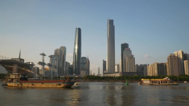 Hora Dia Guangzhou Paisagem Urbana Panorama Aéreo Timelapse Imagens China — Vídeo de Stock