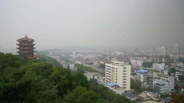 Giorno Nuvoloso Wuhan Yangtze Paesaggio Urbano Panorama Aereo Porcellana — Video Stock