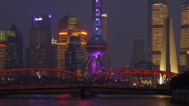 Night Time Traffic Streets Shanghai Footage China — Stock Video