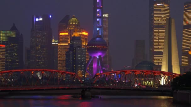 Tráfico Nocturno Las Calles Shanghai Material Archivo China — Vídeo de stock