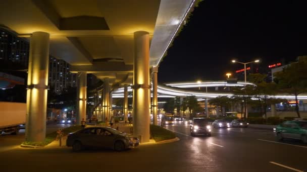 Guangzhou Noche Paisaje Urbano Panorama Aéreo Tráfico Material Archivo China — Vídeos de Stock