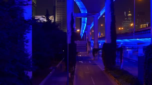 Nachtverkehr Auf Den Straßen Von Shanghai Filmmaterial China — Stockvideo