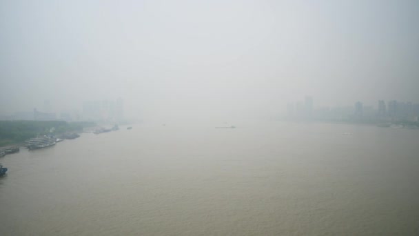Dzień Wuhan Yangtze Rzeki Ruchu Panorama Chiny — Wideo stockowe