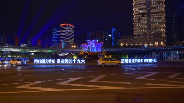 Tráfego Noturno Nas Ruas Xangai Com Pessoas Imagens China — Vídeo de Stock