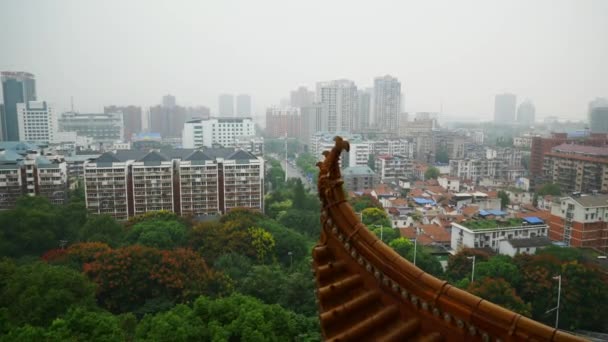 Día Nublado Wuhan Yangtze Paisaje Urbano Panorama Aéreo China — Vídeo de stock