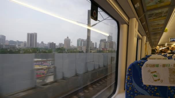 Shanghai Wuhan Train Wagon Ride Window Pov Panorama China — 图库视频影像