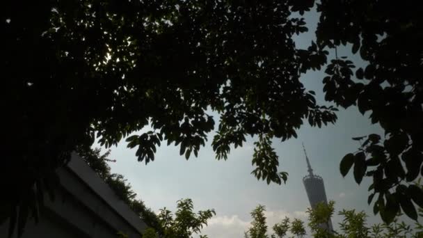 Guangzhou Jan Guangzhou Kanton Fernsehturm Guangzhou China Bunte Tageszeit Szene — Stockvideo