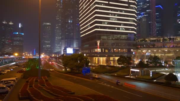 Noční Doba Provozu Ulicích Šanghaje Lidmi Záběry Čína — Stock video